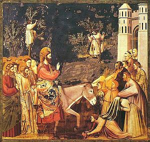 Giotto: l'entrée de Jésus à Jérusalem pour les rameaux